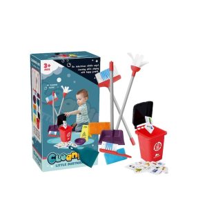 Interaktív játszószett takarító eszköz és szerepjáték gyerekeknek, felmosóval, kefével, felmosóval és tisztítótartozékokkal