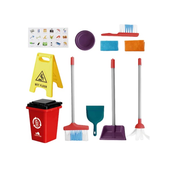 Interaktív játszószett takarító eszköz és szerepjáték gyerekeknek, felmosóval, kefével, felmosóval és tisztítótartozékokkal - Image 2