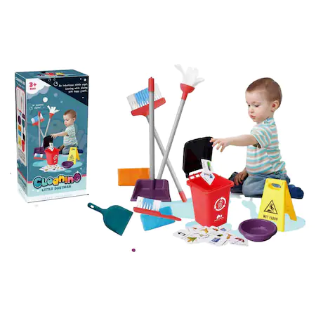Interaktív játszószett takarító eszköz és szerepjáték gyerekeknek, felmosóval, kefével, felmosóval és tisztítótartozékokkal - Image 4