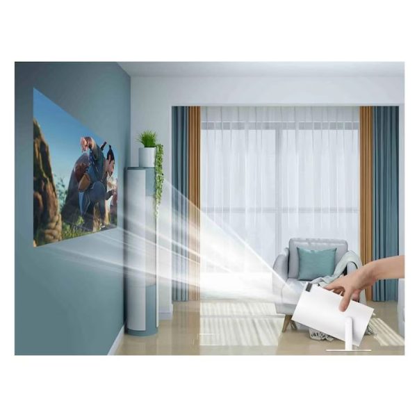 Intelligens 4k videoprojektor játékkonzollal, VSM, Android TV 11.0, távirányító, WiFi 6, Bluetooth 5.0, 130 hüvelykes vetítővászon, automatikus képkorrekció, négymagos, 280 ANSI, beépített hangszóró, HDMI, USB, fehér - Image 10