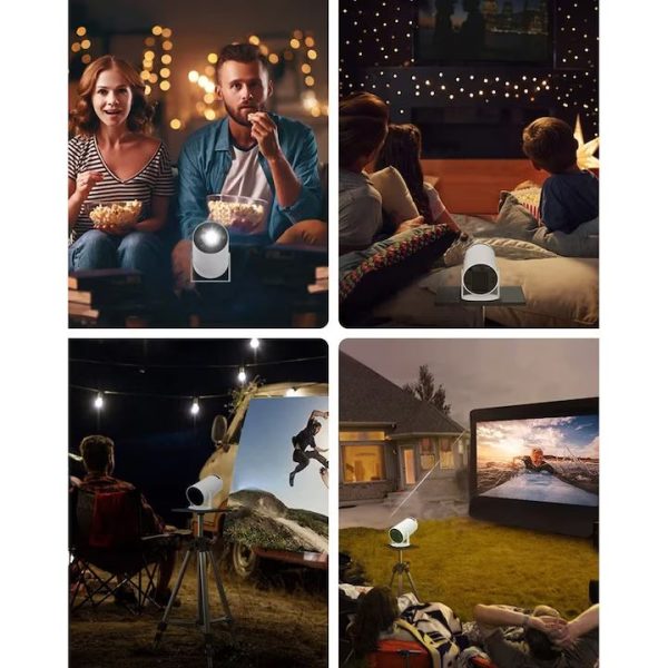 Intelligens 4k videoprojektor játékkonzollal, VSM, Android TV 11.0, távirányító, WiFi 6, Bluetooth 5.0, 130 hüvelykes vetítővászon, automatikus képkorrekció, négymagos, 280 ANSI, beépített hangszóró, HDMI, USB, fehér - Image 6