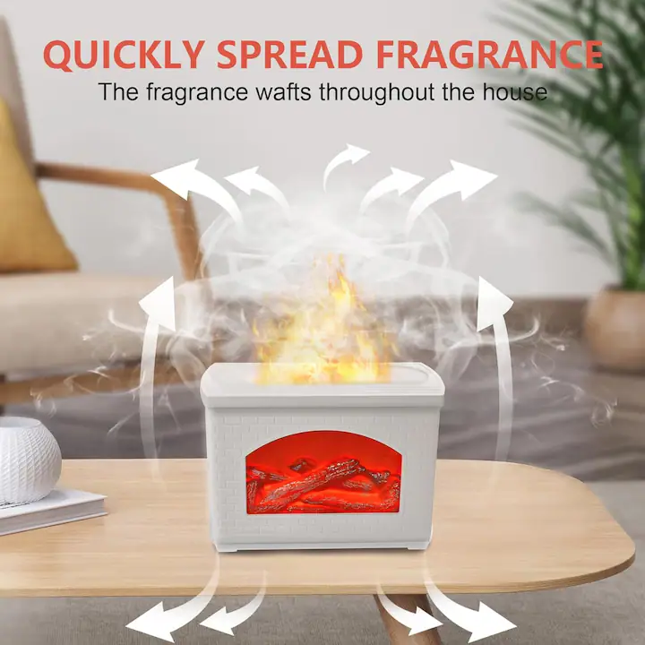 Aromadiffúzor , Otthoni, irodai és beltéri használatra is alkalmas, Lánghatású párásító, LED, USB, 270ml, Fehér - Image 4