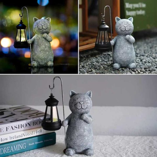 Napelemes Kerti Dekorációs Lámpa - Macska Alakú 30cm - Image 2