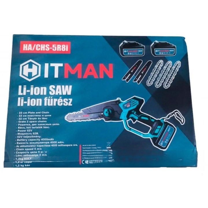 HITMAN HT/VHS-62 V 2 db akkumulátoros Láncfűrész 600 W 8 col - Image 4