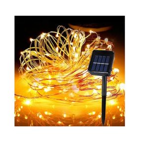 Napelemes kültéri leszúrható díszvillágítás 100 ledes fényfüzér 12 méter 100 led színes / Meleg fehér
