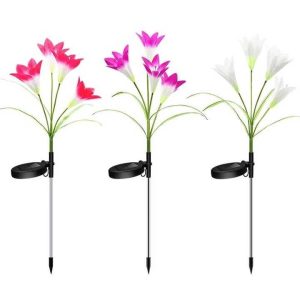 Napelemes Liliom virág kerti lámpa , 75 cm , 2 db / csomag