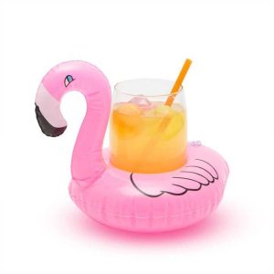 Felfújható pink flamingó pohár / ital tartó , 17,5 x 16 x 17 cm