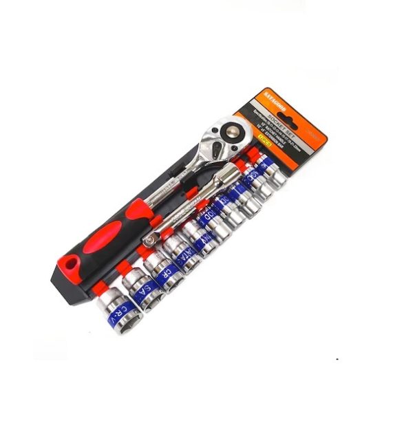 RIB Készlet 12 Részes Racsnis Villáskulcs csőkulcsfejek 10-22 mm ig - Image 6