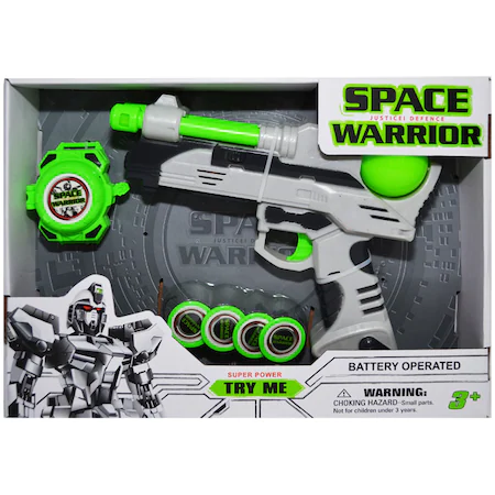 Űrpisztoly tárcsákkal, Space Worrior, elemekkel, Multicolor, 3 év +