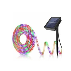 RGB színes, 5 méteres napelemes led szalag, kültéri és beltéri – karácsonyi dekoráció