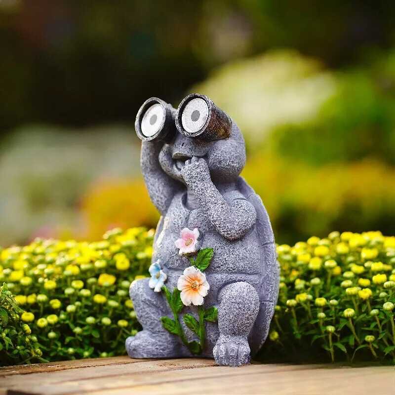 Napelemes Kerti Dekorációs fény - Távcsöves Béka Virágokkal - Image 2