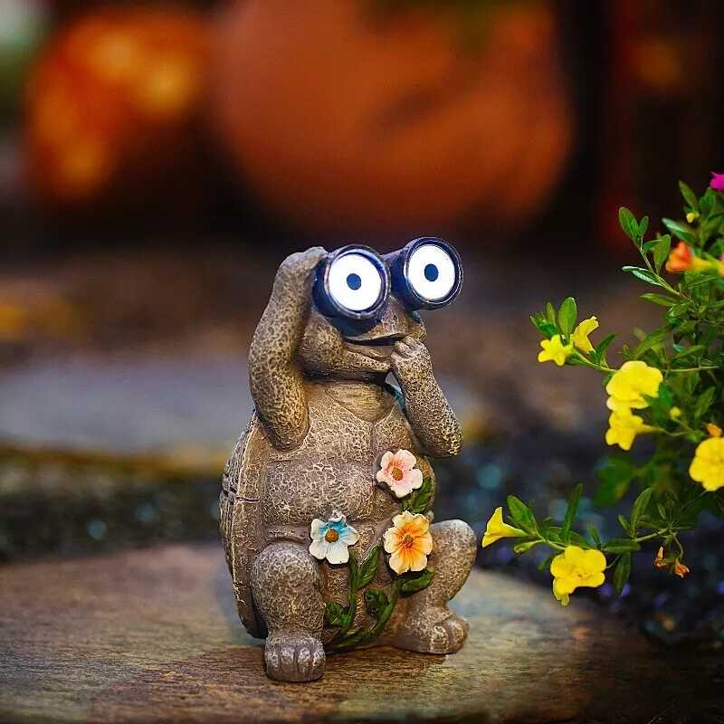Napelemes Kerti Dekorációs fény - Távcsöves Béka Virágokkal - Image 3