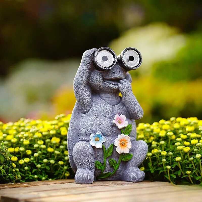Napelemes Kerti Dekorációs fény - Távcsöves Béka Virágokkal - Image 4