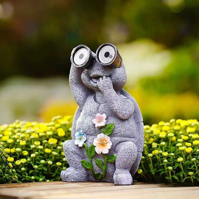Napelemes Kerti Dekorációs fény - Távcsöves Béka Virágokkal - Image 5