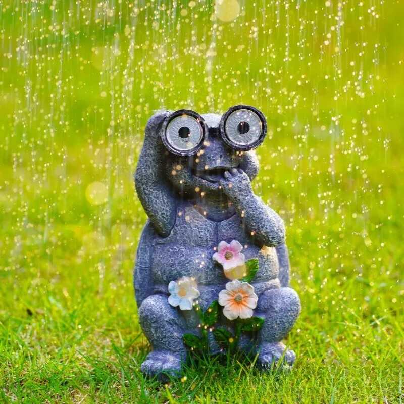 Napelemes Kerti Dekorációs fény - Távcsöves Béka Virágokkal - Image 6