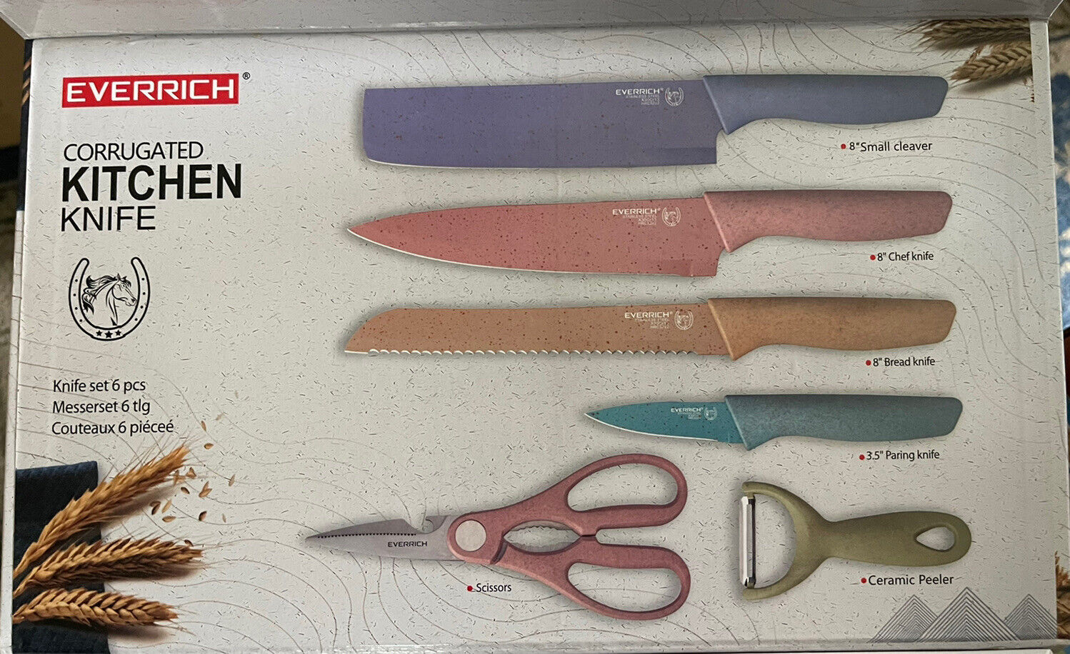 6DB-os Színes konyhai késkészlet ,rozsdamentes acél - Image 6