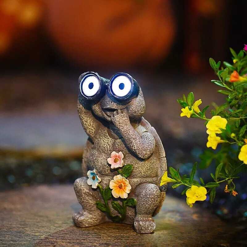 Napelemes Kerti Dekorációs fény - Távcsöves Béka Virágokkal - Image 7