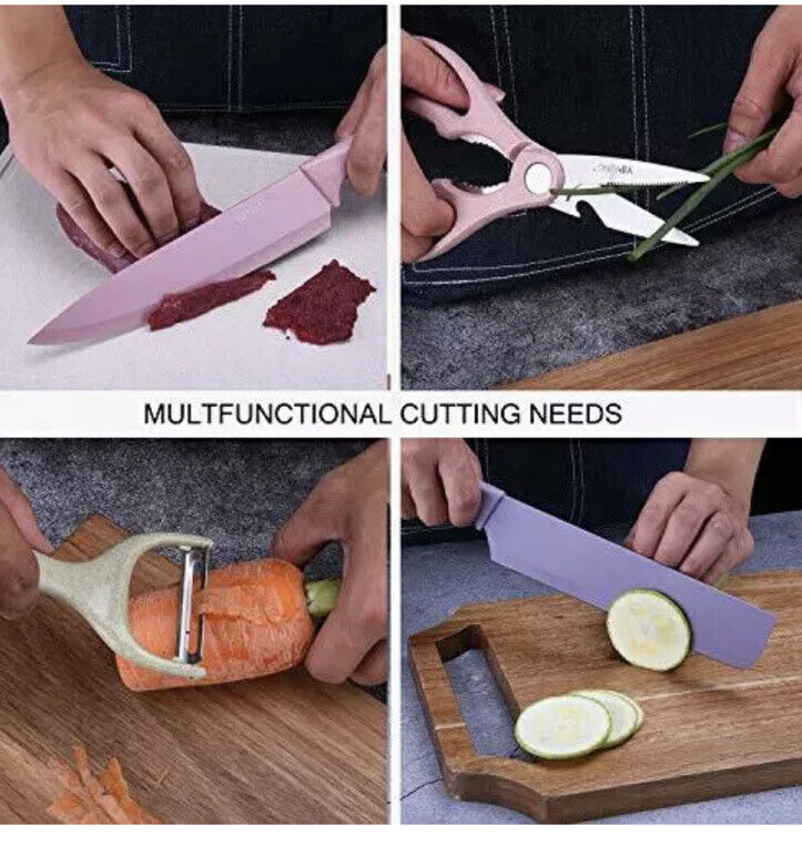 6DB-os Színes konyhai késkészlet ,rozsdamentes acél - Image 2