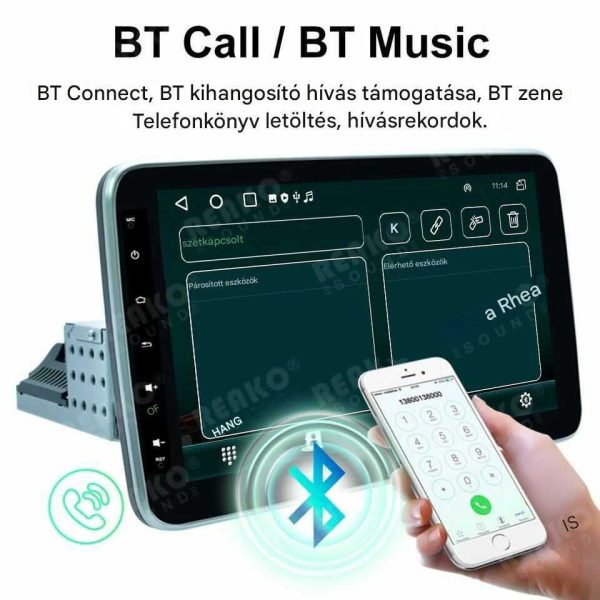 1Din Android 13 Autós fejegység 10.1" Stereo autórádió, AndroidAuto + CarPlay Tükörlink - Image 3