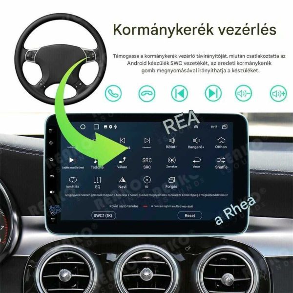1Din Android 13 Autós fejegység 10.1" Stereo autórádió, AndroidAuto + CarPlay Tükörlink - Image 8