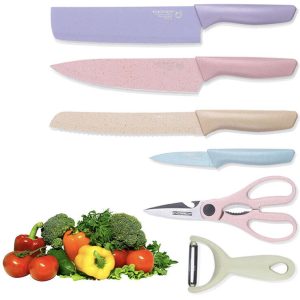 6DB-os Színes konyhai késkészlet ,rozsdamentes acél