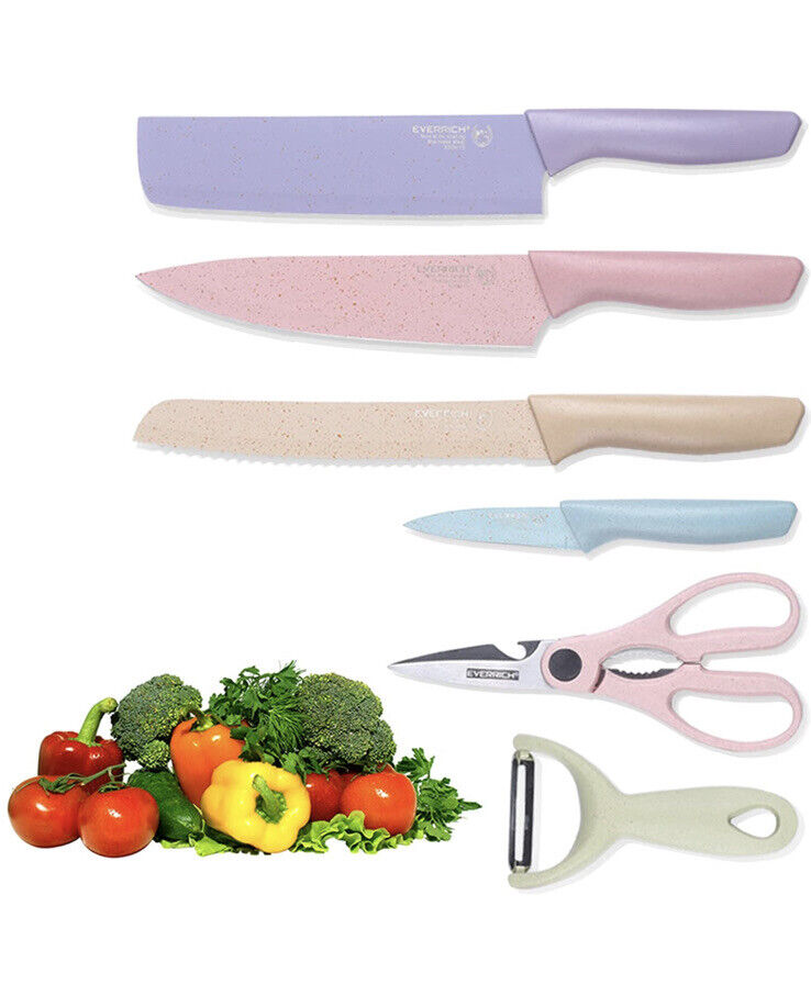 6DB-os Színes konyhai késkészlet ,rozsdamentes acél