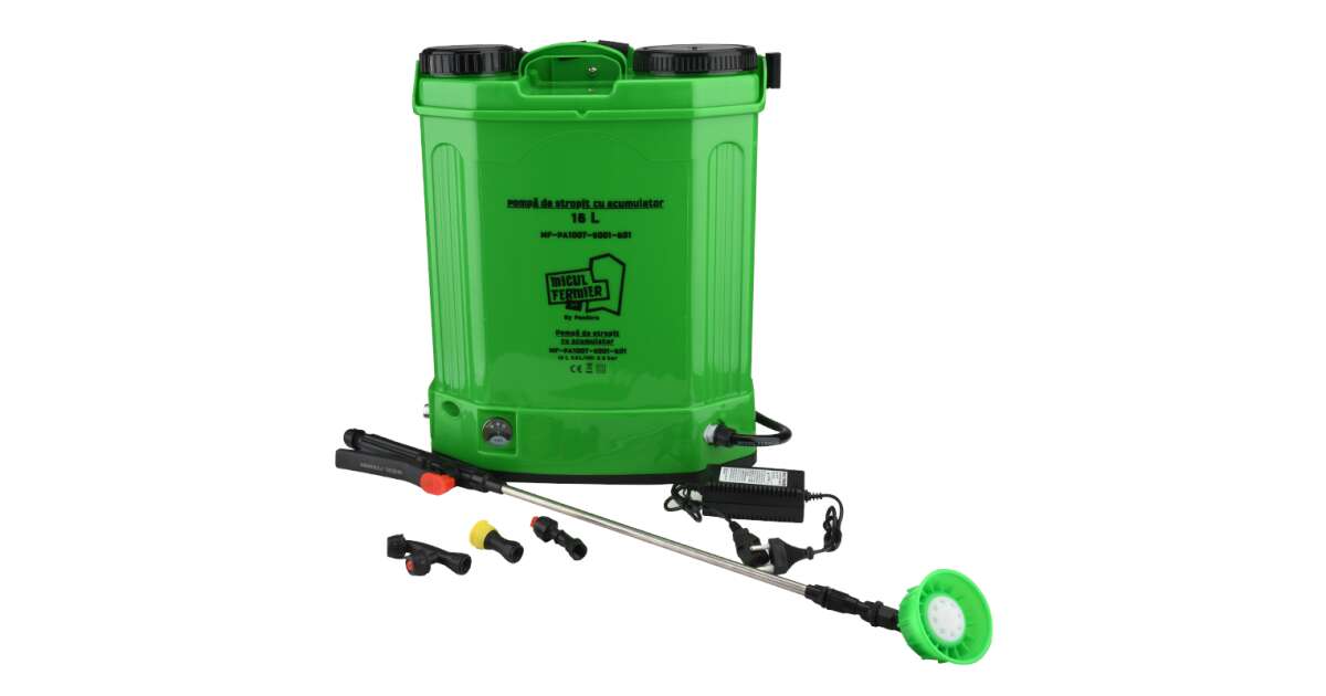 Akkumulátoros háti permetező/szivattyú 4 féle fejjel ,16 L .5.5bar. 12 V ,2,6 L/min