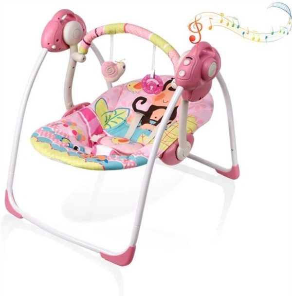 Rezgő, zenélő baba pihenőszék babaringató, 0-18 kg, rózsaszín