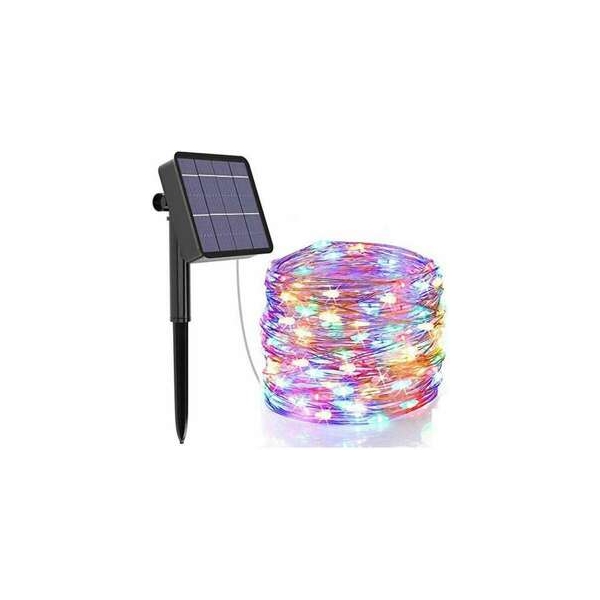 RGB színes, 10 méteres, napelmes led szalag - 100 led, kültéri