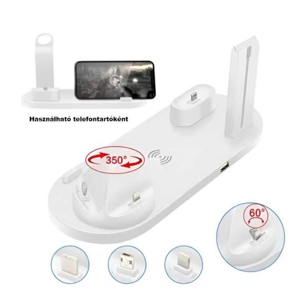 4 az 1-ben töltőállomás, 2 db telefon ( android & IOS) , füllhalgató és óra dokkoló - Image 2