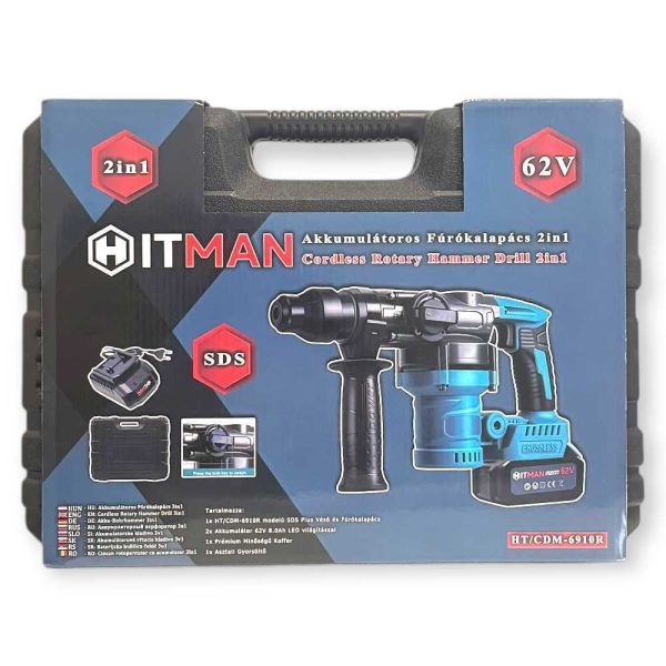 Hitman HT-CDM-6910R Akkus Véső-Fúrókalapács – 62V, 2in1, Kofferrel - Image 9