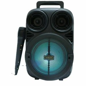 Audiobop BK-3381 Hordozható Bluetooth Hangszóró, 1200W PMPO, Karaoke Mikrofon, RGB Fény