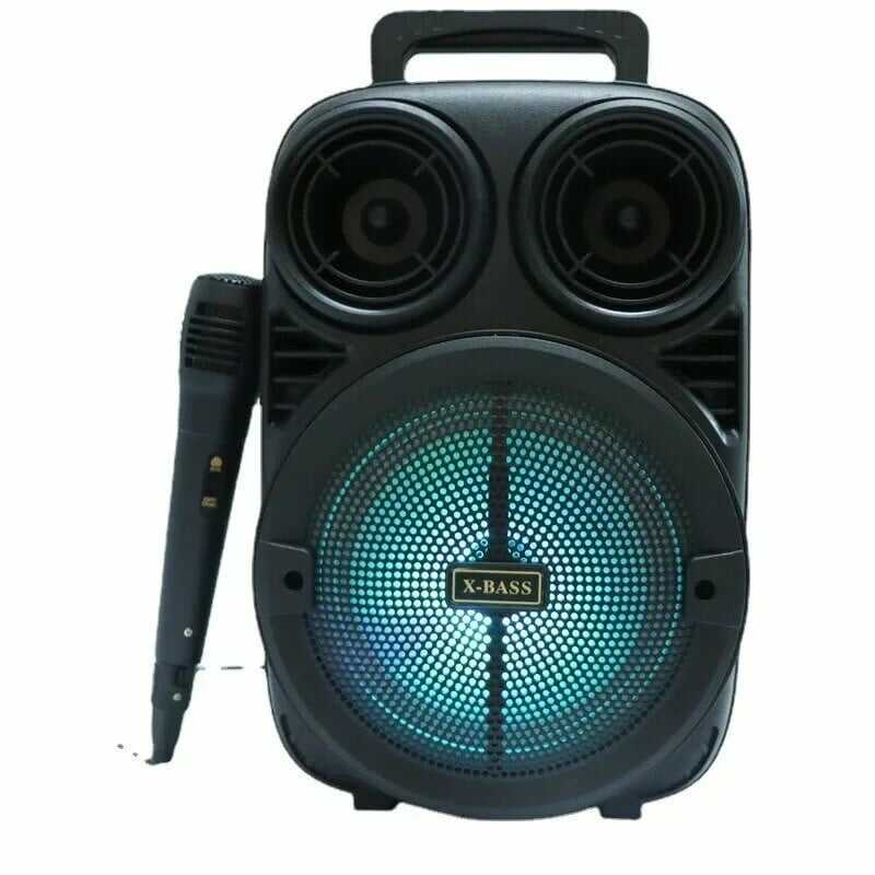 Audiobop BK-3381 Hordozható Bluetooth Hangszóró, 1200W PMPO, Karaoke Mikrofon, RGB Fény