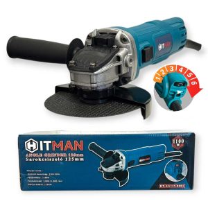 Hitman HT-AG125-88BL Sarokcsiszoló, 125mm, 1100W, Fordulatszám-szabályozóval