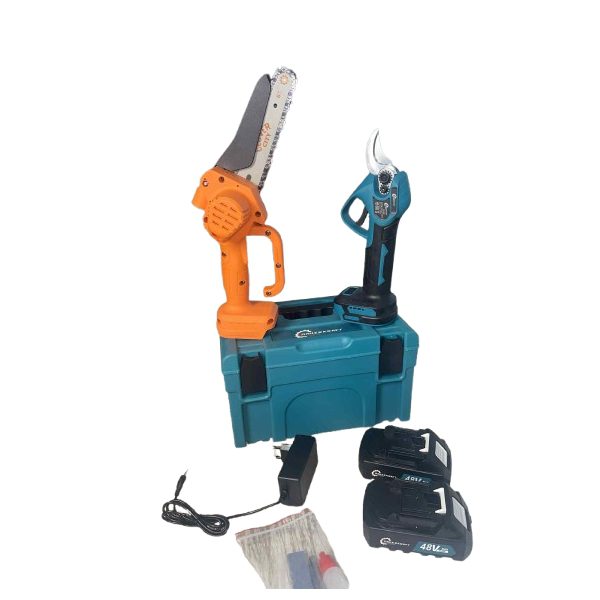 Akkumulátoros metsző olló és fűrész készlet 2db 48v akkumulátorral teleszkópos magassági toldó karral - Image 2