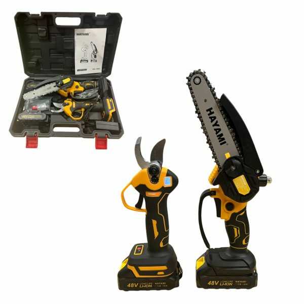 HAYAMI HA-1008 Akkumulátoros Készlet: Láncfűrész, Metszőolló és Teleszkópos Nyél, 2x48V 5.0Ah Akkuval - Image 2