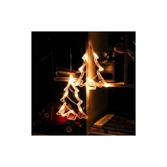 Aigostar Ledes Karácsonyfa Ablak és karácsonyfa Dekoráció, 10 LED, elemes, melegfehér 20 cm - Image 2
