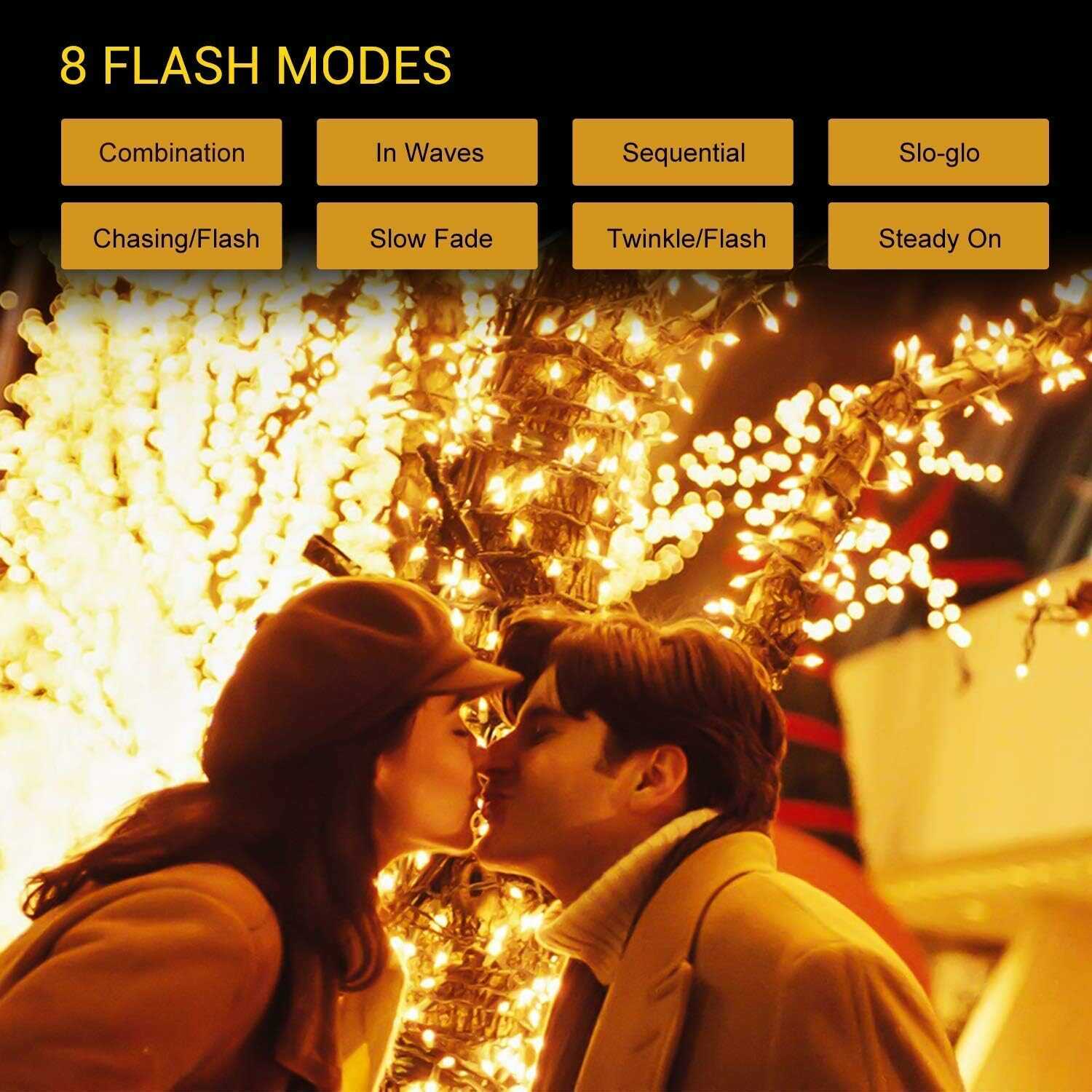 20 méteres Karácsonyi fényfűzér Égősor Melegfehér, 8 funkciós kül és beltéri élénk szín IP44 X0730 - Image 7