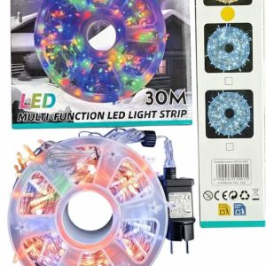 30 méteres Karácsonyi fényfűzér Égősor RGB színes, 8 funkciós kül és beltéri élénk szín IP44 X0726