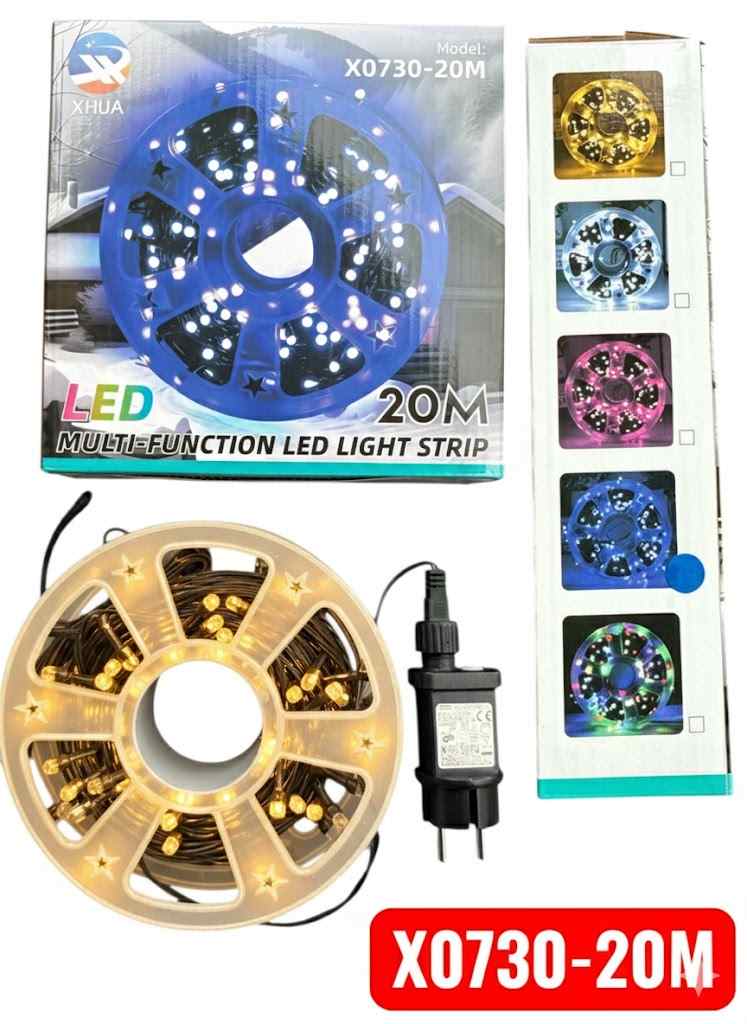 20 méteres Karácsonyi fényfűzér Égősor Melegfehér, 8 funkciós kül és beltéri élénk szín IP44 X0730