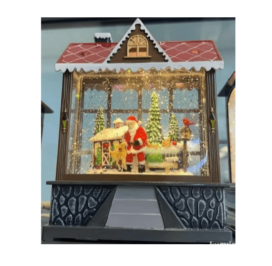 Mikulás mézeskalács Házikó karácsonyi Hógömb, zenélő, led világitással 20 cm karácsonyi dekoráció - Image 2