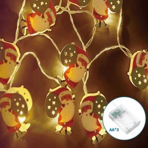 Elemes Mikulás és Ajándék LED Fényfüzér, 3 méteres, 60 LED, melegfehér