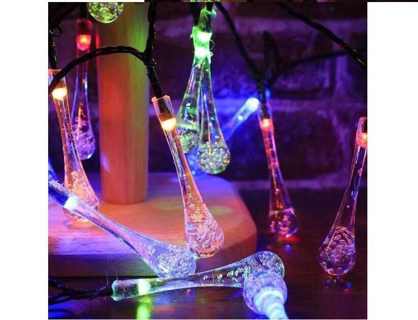 Karácsonyi elemes csepp fényfűzér 5 méteres csepp formájú égökkel - Image 2