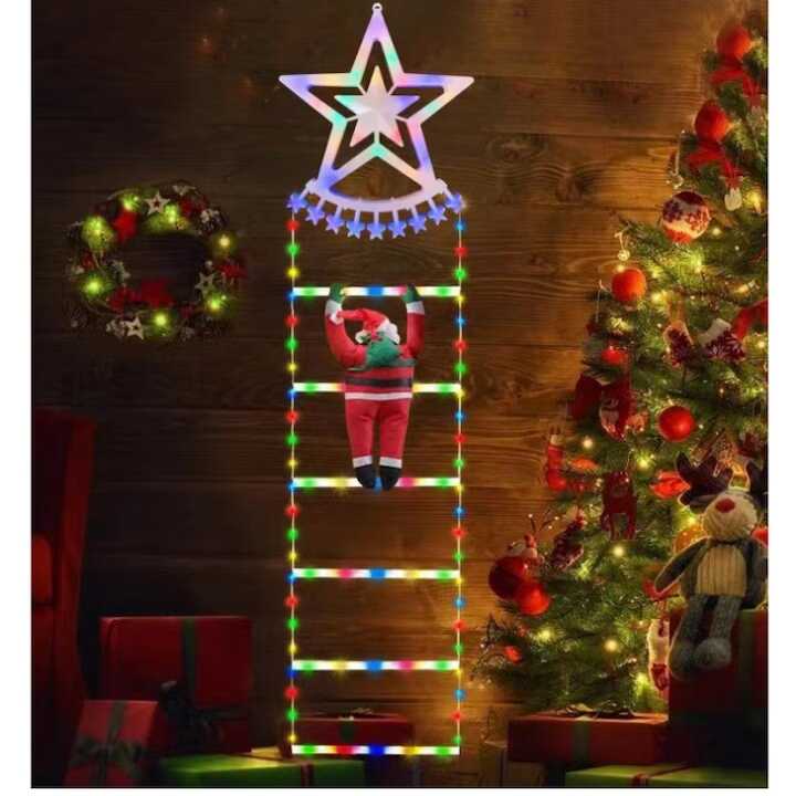 Mikulás Létrán mászik Led Fénydekoráció 1.5 méter, Többszínű RGB LED, 8 Program T0421 - Image 2
