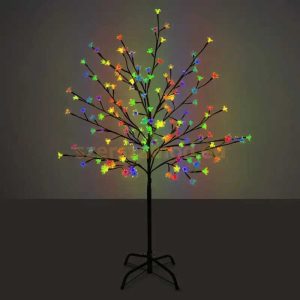 Karácsonyi LED Virágfa Dekoráció (130 cm, 92 LED), RGB szines Sakura, Hálózati