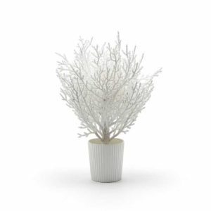 Hópihe asztali karácsonyi dekoráció, 60 cm, fehér, bordázott cserépben