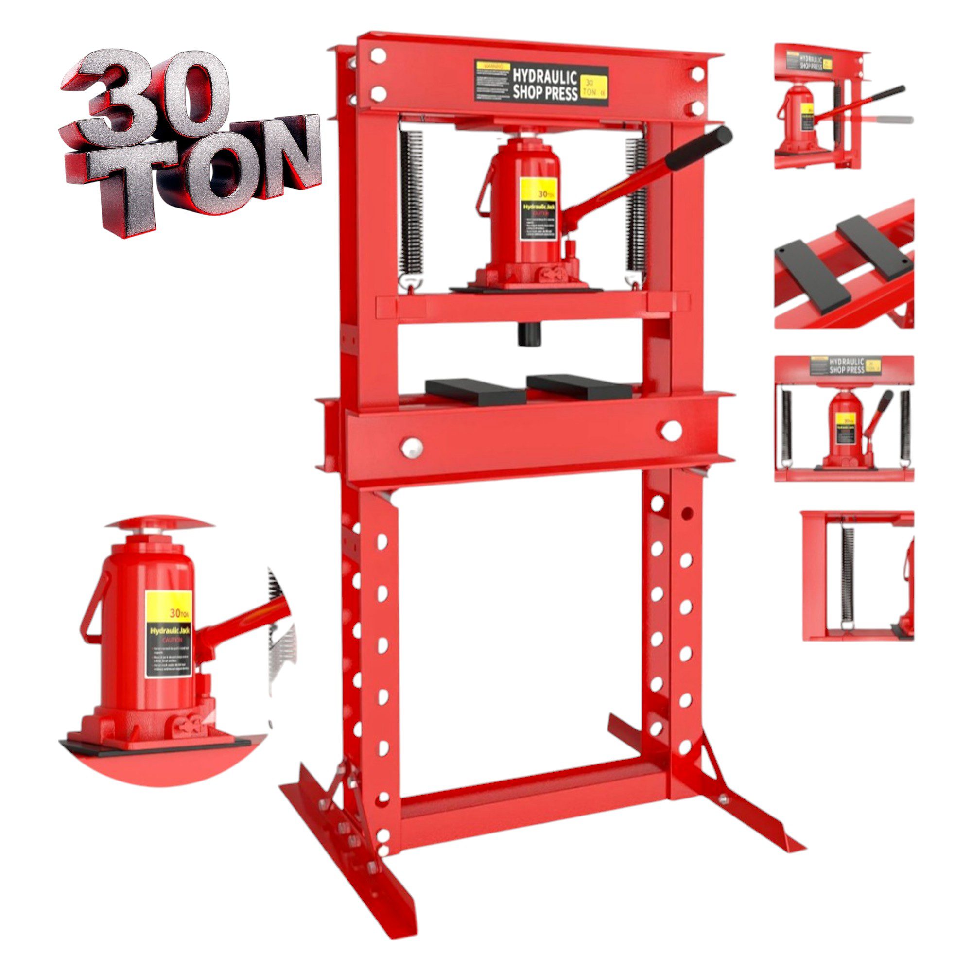 KrafTech HB-6234 Hidraulikus Műhelyprés, 30 Tonna, Állítható Magasság