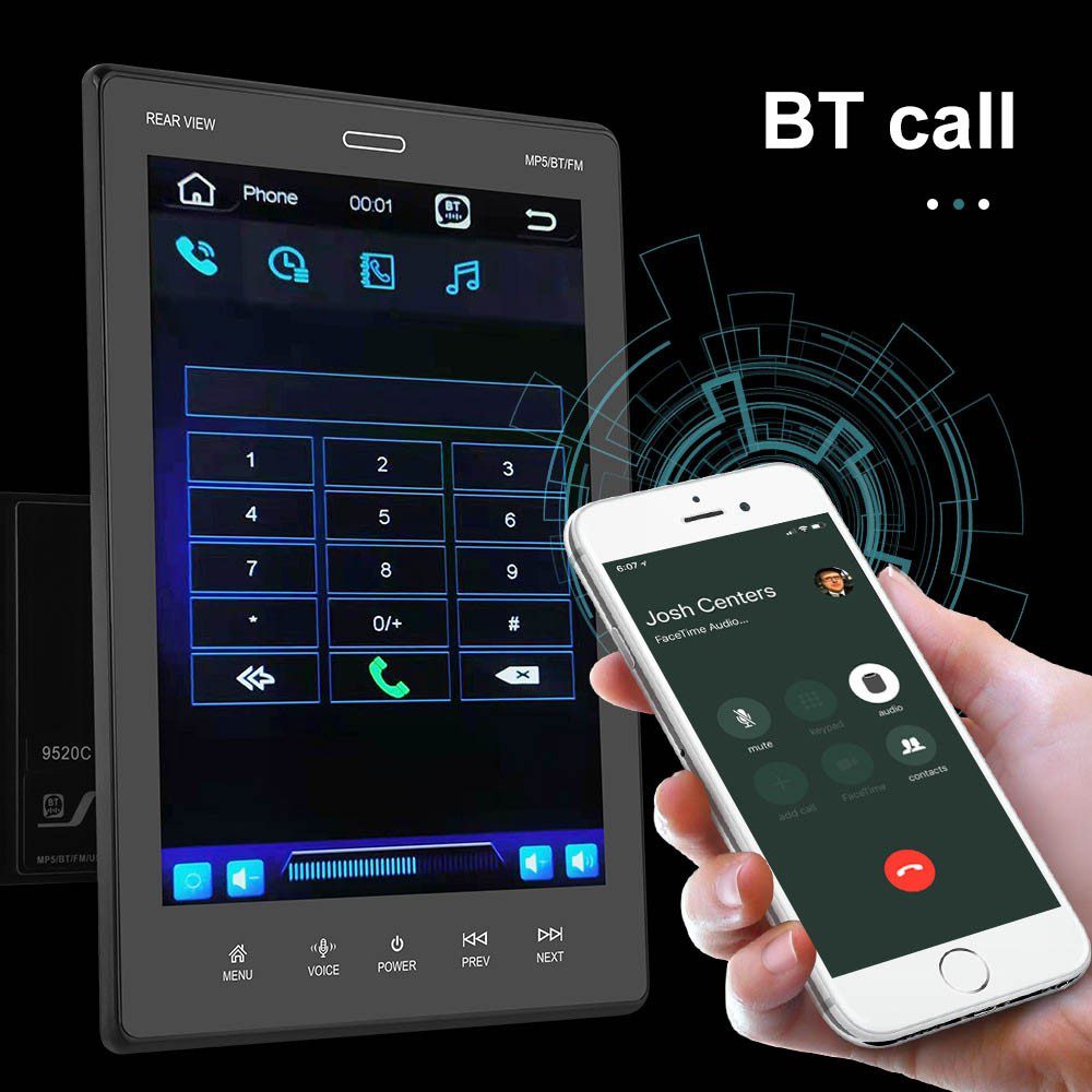 2DIN Multimédia Lejátszó NO:9520, 9,5” Függőleges Kijelző, Bluetooth, MP5 Támogatás - Image 2