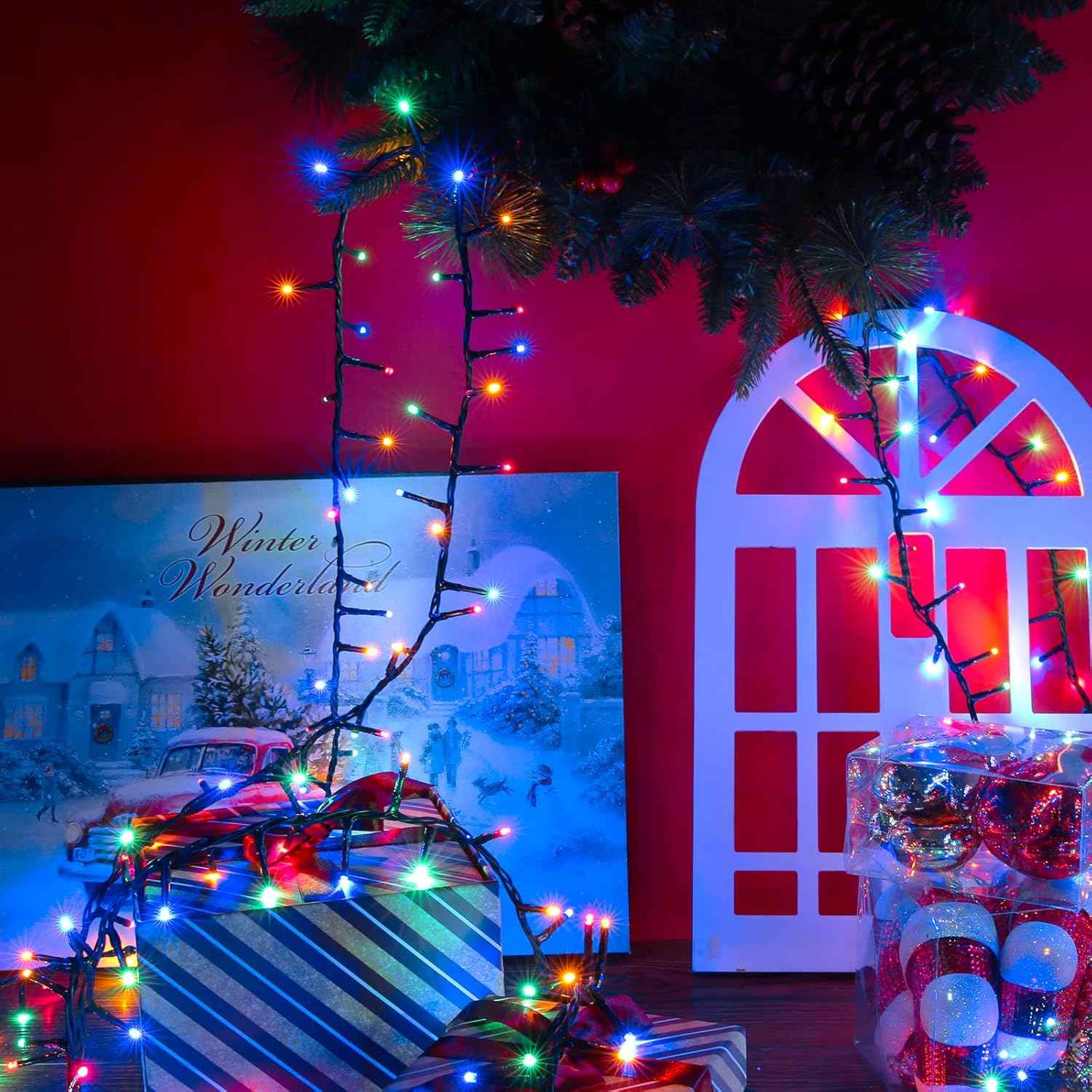 50 méteres BIG led Karácsonyi fényfűzér, Égősor RGB színes Nagy ledekkel, 8 funkciós kül és beltéri élénk szín IP44 X0733 - Image 3