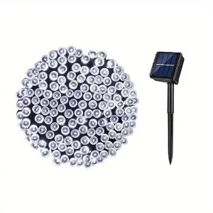 10 méteres Napelemes Karácsonyi fényfűzér Égősor Hideg fehér, 8 funkciós élénk szín IP44 X0732